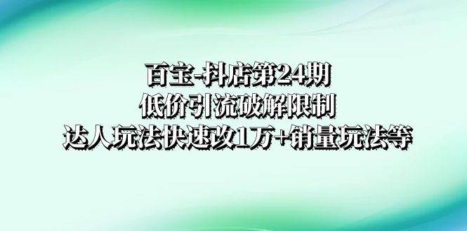 百宝-抖店第24期：低价引流破解限制，达人玩法快速改1万+销量玩法等云创网-网创项目资源站-副业项目-创业项目-搞钱项目云创网