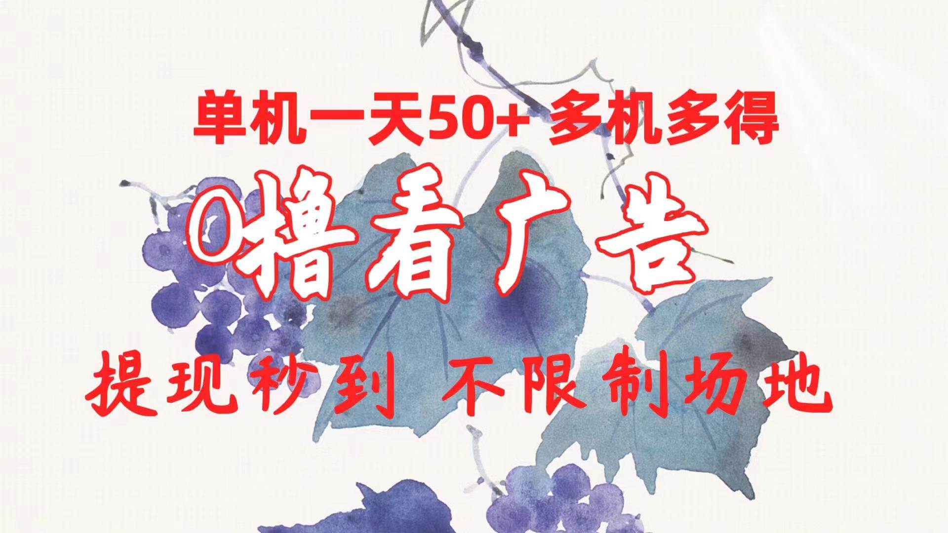 0撸看广告 单机一天50+多机多得 提现秒到 不限制场地操作云创网-网创项目资源站-副业项目-创业项目-搞钱项目云创网