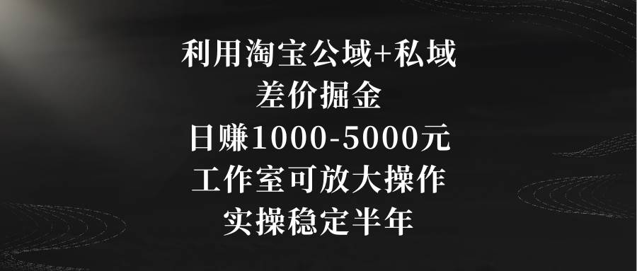 利用淘宝公域+私域差价掘金，日赚1000-5000元，工作室可放大操作，实操…云创网-网创项目资源站-副业项目-创业项目-搞钱项目云创网