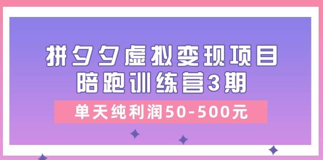 某收费培训《拼夕夕虚拟变现项目陪跑训练营3期》单天纯利润50-500元云创网-网创项目资源站-副业项目-创业项目-搞钱项目云创网