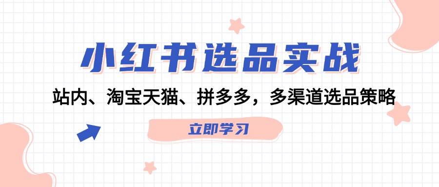 小红书选品实战：站内、淘宝天猫、拼多多，多渠道选品策略云创网-网创项目资源站-副业项目-创业项目-搞钱项目云创网