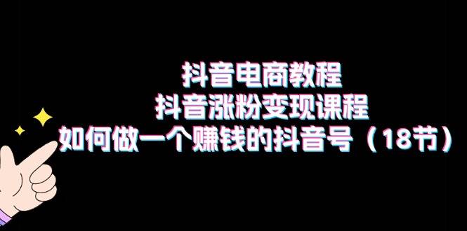 抖音电商教程：抖音涨粉变现课程：如何做一个赚钱的抖音号（18节）云创网-网创项目资源站-副业项目-创业项目-搞钱项目云创网