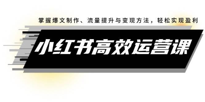 小红书高效运营课：掌握爆文制作、流量提升与变现方法，轻松实现盈利云创网-网创项目资源站-副业项目-创业项目-搞钱项目云创网