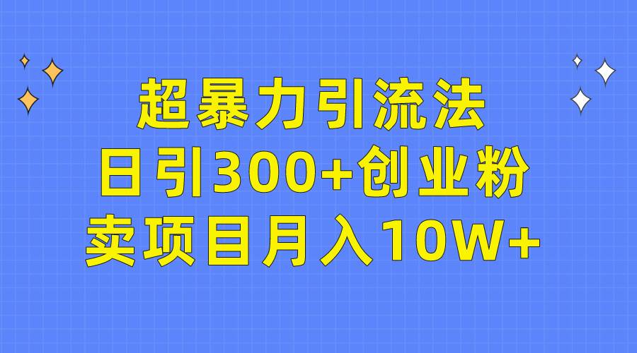 超暴力引流法，日引300+创业粉，卖项目月入10W+云创网-网创项目资源站-副业项目-创业项目-搞钱项目云创网