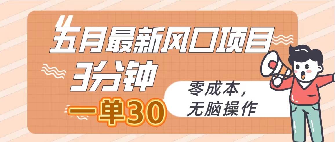 五月最新风口项目，3分钟一单30，零成本，无脑操作云创网-网创项目资源站-副业项目-创业项目-搞钱项目云创网