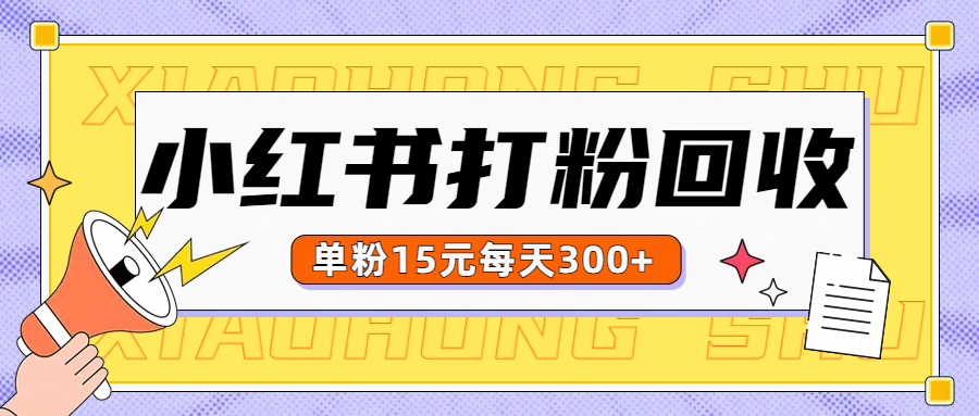 小红书打粉，单粉15元回收每天300+云创网-网创项目资源站-副业项目-创业项目-搞钱项目云创网