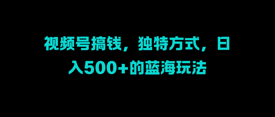 视频号搞钱，独特方式，日入500+的蓝海玩法云创网-网创项目资源站-副业项目-创业项目-搞钱项目云创网