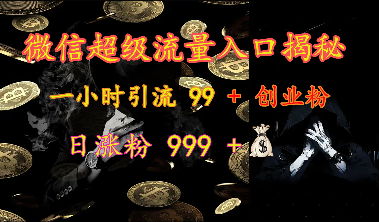 微信超级流量入口揭秘：一小时引流 99 + 创业粉，日涨粉 999 +【揭秘】云创网-网创项目资源站-副业项目-创业项目-搞钱项目云创网