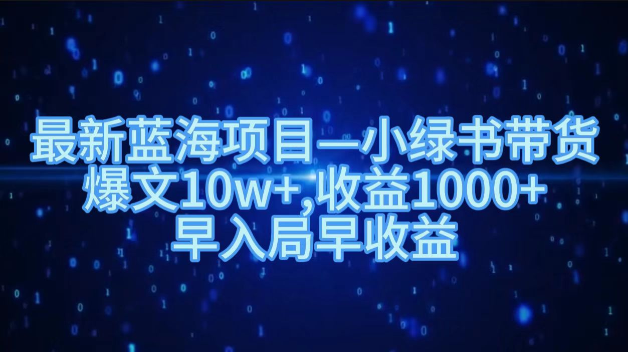 最新蓝海项目小绿书带货，爆文10w＋，收益1000＋，早入局早获益！！云创网-网创项目资源站-副业项目-创业项目-搞钱项目云创网