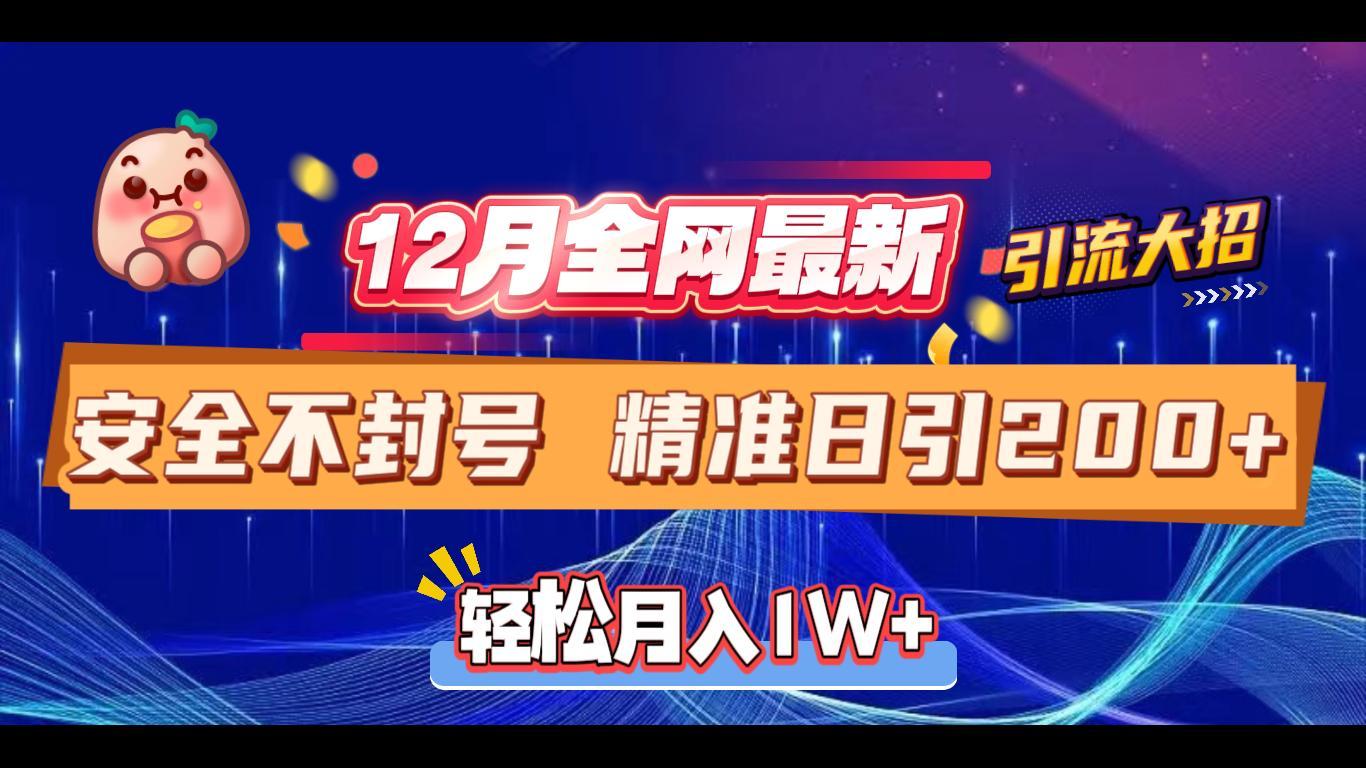 12月全网最新引流大招 安全不封号 日引精准粉200+网创吧-网创项目资源站-副业项目-创业项目-搞钱项目云创网