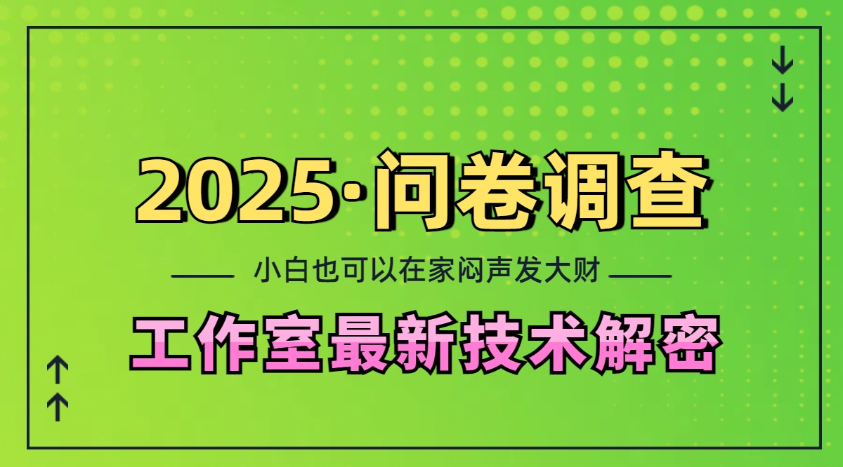 2025《问卷调查》最新工作室技术解密：一个人在家也可以闷声发大财，小白一天200+，可矩阵放大云创网-网创项目资源站-副业项目-创业项目-搞钱项目云创网