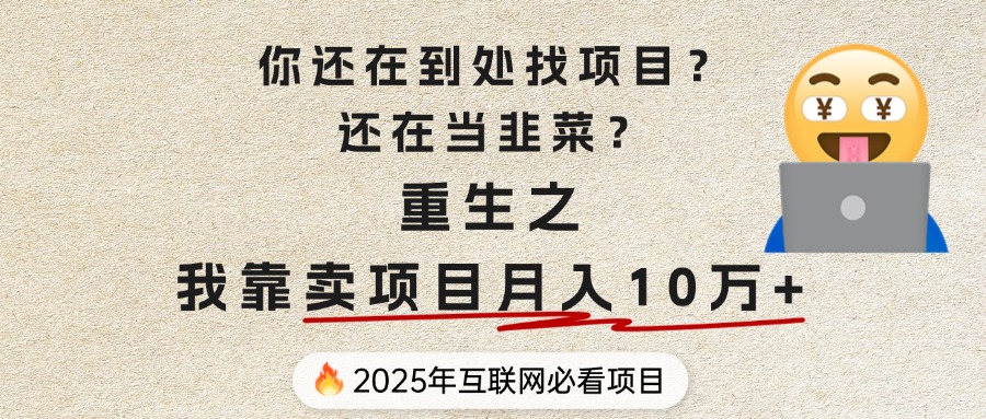 你还在到处找项目？还在当韭菜？重生之我靠卖项目月入 10 万+，曾经我也是个失败者。云创网-网创项目资源站-副业项目-创业项目-搞钱项目云创网