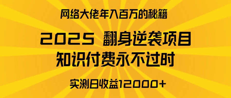 2025年翻身逆袭项目，知识付费永不过时云创网-网创项目资源站-副业项目-创业项目-搞钱项目云创网