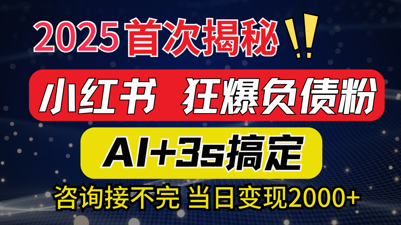 2025引流天花板：最新小红书狂暴负债粉思路，咨询接不断，当日入2000+云创网-网创项目资源站-副业项目-创业项目-搞钱项目云创网