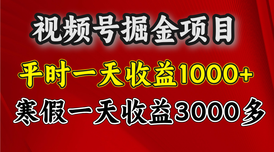 视频号掘金项目，寒假一天收益3000多云创网-网创项目资源站-副业项目-创业项目-搞钱项目云创网