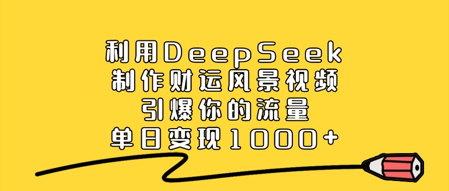 利用DeepSeek制作财运风景视频，引爆你的流量，单日变现1000+云创网-网创项目资源站-副业项目-创业项目-搞钱项目云创网