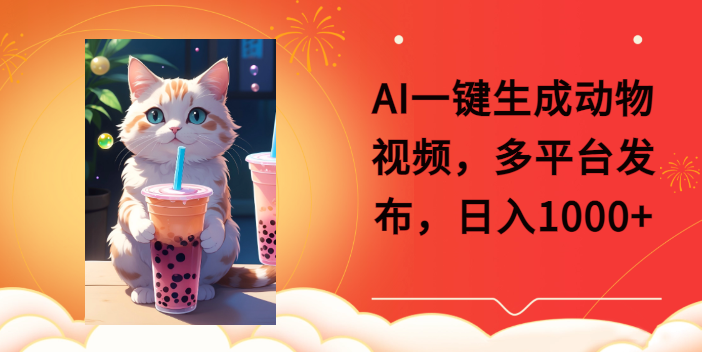 AI一键生成动物搞笑视频，多平台发布，轻松破千万播放，日入2000+云创网-网创项目资源站-副业项目-创业项目-搞钱项目云创网