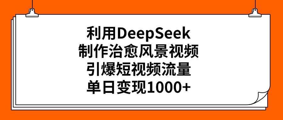 利用DeepSeek制作治愈风景视频，引爆短视频流量，单日变现1000+云创网-网创项目资源站-副业项目-创业项目-搞钱项目云创网