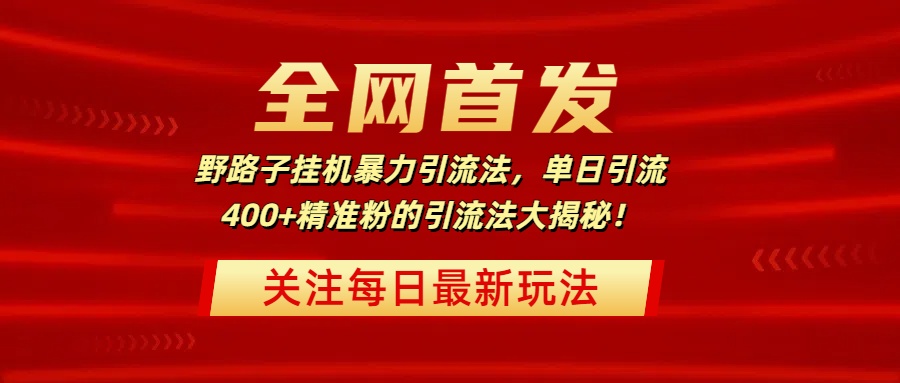 全网首发，野路子挂机暴力引流法，单日引流400+精准粉的引流法大揭秘！云创网-网创项目资源站-副业项目-创业项目-搞钱项目云创网