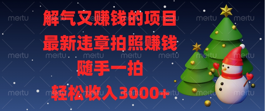 解气又赚钱的项目，最新违章拍照赚钱，随手一拍，轻松收入3000+云创网-网创项目资源站-副业项目-创业项目-搞钱项目云创网